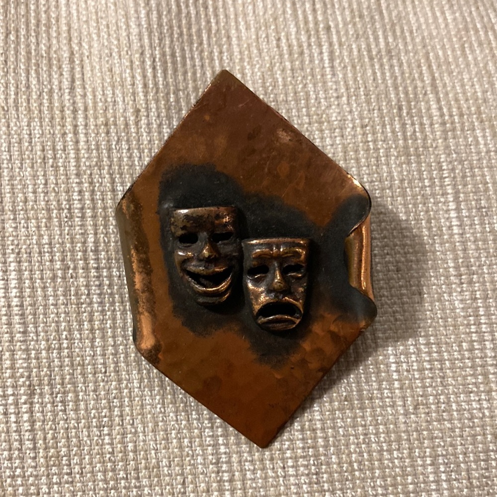 Theater Drama Masks Copper Tone Pin